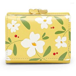 Wallets Fashion Women Cute Flower Wallet Brand Designed PU Leather Short Coin Small Female Card Holder Clutch Purses Ladies