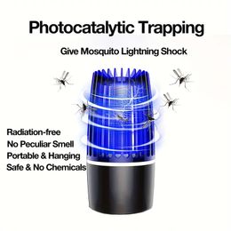 1pc, Portable Electric Shock Mosquito Killer Lamp, Mosquito Zapper With Night Light, USB Charged, Noise Reduction, No Disturbance, Safe For Moms & Kids