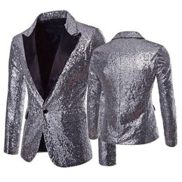 Men's Suits & Blazers Shiny Gold Sequin Glitter Embellished Blazer Jacket Coat Men Nightclub Prom Suit Costume Homme Stage Clothes For Singe