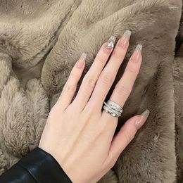 Cluster Rings Light Luxury Design Retro Cross Cut Out Ring Individualised Opening Index Finger Ins Style Versatile Women Jewellery