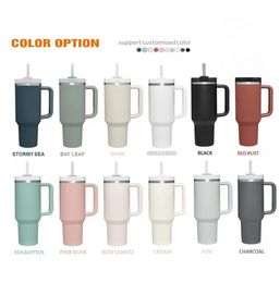 US Stock Quencher H2.0 40oz Stainless Steel Tumblers Cups with Silicone Handle Lid and Straw 2nd Generation Car Mugs Vacuum Insulated Water Bottles GG0529