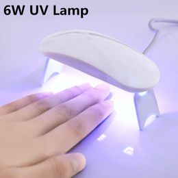 Nail Dryers Mini 6W Nail Dryer LED UV Lamp Micro USB Gel Varnish Curing Machine Nail Art Equipment 3LEDS Beads Manicuring Nail Tool 230425