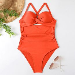 Women's Swimwear Sexy Bikini 2023 Women'S Swimsuits Cut Out With Waistband High Waist Front Lace Up One Piece Swimsuit