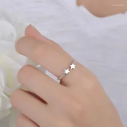 Cluster Rings Double-Star Wrap Open Ring For Women Teen Girls Dainty Adjustable Thin Minimalist Star Tiny Finger Jewelry Gift Birthday