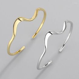 Bangle VENTFILLE 925 Stamp Silver Gold Colour Curve Bracelet For Women Girl Simplicity Fashion Jewellery Gift Drop