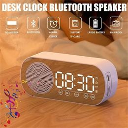 Desk Table Clocks Ser Clock Bluetooth FM Radio Alarm HiFi Sound HD Mirror Screen Support TF Card for Bedroom 231124