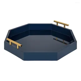 Plates Decorative Modern Octagon Tray 18 X Navy And Gold Chic Serving For Storage Organisation Display