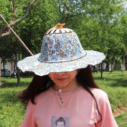 Wide Brim Hats Hat For Traveling Adjustable To Handheld Folding Fan Foldable Bamboo And Summer Beach