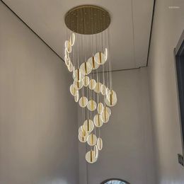 Chandeliers Modern Rotary Crystal Staircase LED Luxury Creative Design Villa IndoorGolden Acrylic Hanging Lamp Pendant Lights