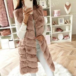 Women's Vests Luxury Elegant Womens Faux Vest Sleeveless Waistcoat Thickened Body Warmer Jacket Soft Long Coat Outwear For Women