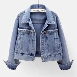 Women's Jackets Spring Autumn Denim Jacket Women Long Sleeve Tops Short Jean Coat Fashion Vintage Blue Outerwear Female Clothes 230426