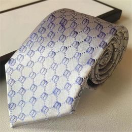 2023 a High Quality Designer Mens Letter 100% Tie Silk Necktie black blue Aldult Jacquard Party Wedding Business Woven Fashion Design Hawaii Neck Ties box
