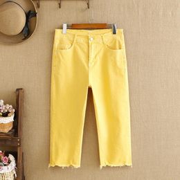 bottoms Plus Size Pants High Quality Cotton Stretch Fabric High Waist Candy Colour KneeLength Leggings Large Size Trousers For Fatlady