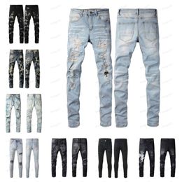 Amirs Mens Womens Designers Jeans Distressed Ripped Biker Slim Straight Denim For Men s Print Army Fashion Mans Skinny Pants M 6659