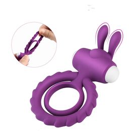 Cockrings Unisex Double Vib Powerful Soft Silicone Dual Vibrating Cock Ring Penis Rings for Couples Enhancing Harder Erection 231124