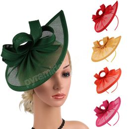 Banquet Party Linen Net Feather Hats Hair Hoop Bridal Flower Feathers Party Hair Accessories Elegant Wedding Bride Hats