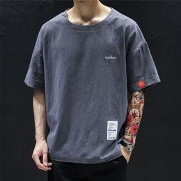 Men's T-Shirts 5XL 4XL 115KG Men Clothes Loose Hip hop Shirt Sleeve Young Men'S Student Summer Short Men Sleeved Linen fabric T-Shirt 230426