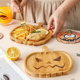 Christmas Decorations Halloween Pumpkin Plate Tray Wooden Decoration Tableware Theme Cake Party Simulation y231124