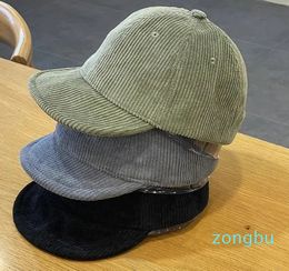 Ball Caps Street Short Brim Peaked Cap Men And Women Retro Overalls Style Corduroy Couple Soft Baseball