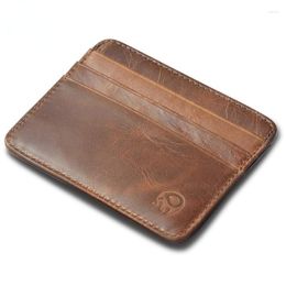 Card Holders Ultra-thin 6 Slot Leather Wallet For Men Slim Bank Case Holder Vertical Business ID Pocket