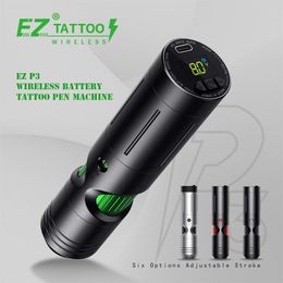 Tattoo Machine EZ P3 Wireless Battery Pen Adjustable Stroke Permanent Makeup for Cartridge Needles 230425