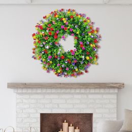 Decorative Flowers Colorful Front Door Hanging Garland Handmade Pendant Beautiful Wreath Welcome Sign Festival Party Atmosphere Decoration