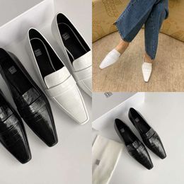 Toteme designer shoe Slip-on Pure original niche French women British kitten heel square head crocodile grain cowhide muller shoes the tow