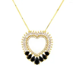 Chains Long Chain White & Black Zircon Heart Pendant Necklace 2023 Wedding Rock Punk Jewelry For Women Boutique