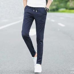 Men's Pants Men's Ice Silk Trousers Solid Color Summer Loose Breathable Straight-Leg Casual Thin Quick-Drying Men Sports BS23