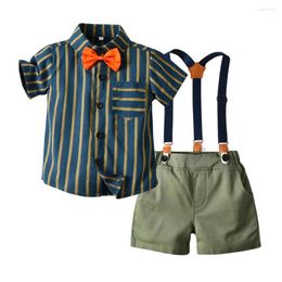 Clothing Sets Boys Formal Suit Set Summer Dress Shirts Military Green Pant Kid Boy Outfit 2-6 Years Kids Clothes For Party Children