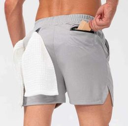 lulu shorts Men Yoga Shorts Mens Camos Breathable Gym pants with towel buckle Looses casual running Short lemon lemens