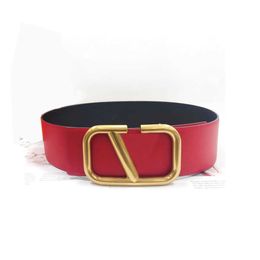 Mens Womens Designer Belts Red Luxury Genuine Leather V Buckle Belt Cowhide Antique Gold Buckle Belts High-end Ceinture for Ladies