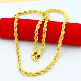 Chains CHUANGCHENG 24K Electroplated Gold Necklace 4mm Twisted Rope Chain For Men And Women Wedding Jewellery Gift