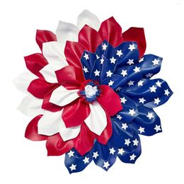 Decorative Flowers Wreath Julys Decor Front Patriotic For Door And Day Fourth Veterans Of Home 1PCS Memorial