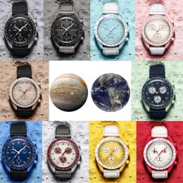 Часы Moons Биокерамические мужские часы Planet с коробкой Полнофункциональные кварцевые часы с хронографом Высококачественные дизайнерские часы 42 мм Rea321N