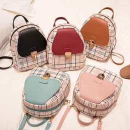 School Bags Mini Backpack Crossbody Bag For Teenage Girl Plaid Women Shoulder Phone Purse Korean Style Trendy Female 2023