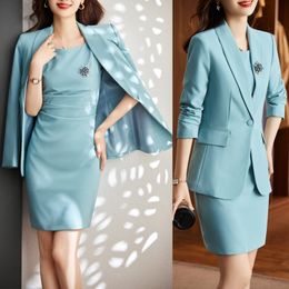 Women's Suits Blazers Autumn Women Dresss Suits with Tops and Dress Business Suits Fashion Styles OL Ladies Office Work Wear Professional Blazers Set 230426