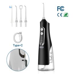 Other Oral Hygiene Portable Oral Irrigator 310ML USB Rechargeable Teeth Flusher Dental Water Pick Flosser Water Jet 4 Nozzles Tooth Cleaner 230425