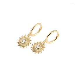 Dangle Earrings 925 Sterling Silver Earring Fashion Zircon Sun Flower Cross Short Drop Trend French Style Bohemia Woman Girl Ear Jewellery