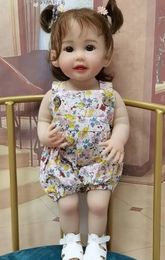 Dolls NPK 55CM Already Painted Finished Reborn Toddler Girl Doll Full Body Soft Silicone Vinyl 3D Skin Visible Veins 230426