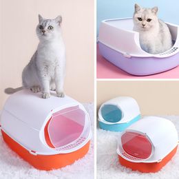 Boxes Cat Litter Box with Litter Scoop Large Space Cats Bedpan Antisplash Kitten Sand Pot 4 Colours Self Cleaning Drawer Pets Products