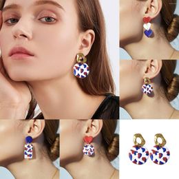 Hoop Earrings Soft Clay Fashion Love Color Matching US Independence Day July 4 Flag