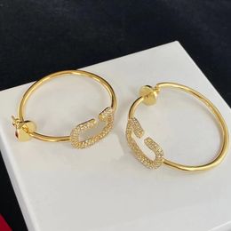 Stylish diamond letter 18K gold Hoop earrings designer for women's exquisite gift Jewellery high quality