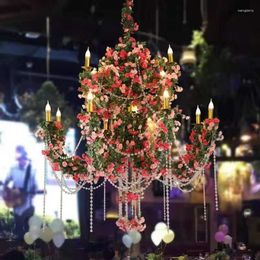 Pendant Lamps Flower Plant Crystal Chain Chandelier Bar Pot Restaurant Clear Hollow Decoration Romantic Light