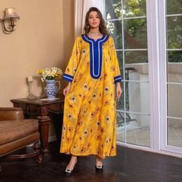 Ethnic Clothing Abaya For Women Dress Muslim Jalabiya Arab Print Diamond Loose Dubai 2023 Robe Long