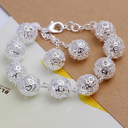 Link Bracelets Chain Beautiful Fashion Wedding Silver Plated Jewellery Women Charm Hollow Big Ball Factory Price H088