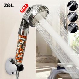 3 Modes Adjustable Handheld Bathroom Showerheads Pressurised Water Saving Anion Mineral Philtre High Pressure Shower Head220401