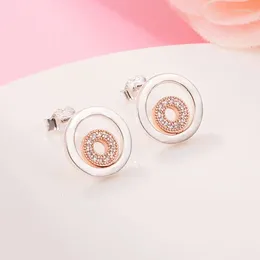 Stud Earrings 925 Sterling Silver Signature Two-tone Logo Circles Fashion For Women