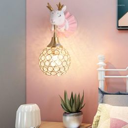 Wall Lamps Deer Lamp For Child Room Baby Girl Boy Kids Children Bedroom Bedside Lights Resin Amimal Lighting Fixture