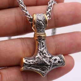 Pendant Necklaces Men's High Quality Metal Celtic Hammer Amulet Chain Necklace Retro Nordic Style Rock Party JewelryPendant